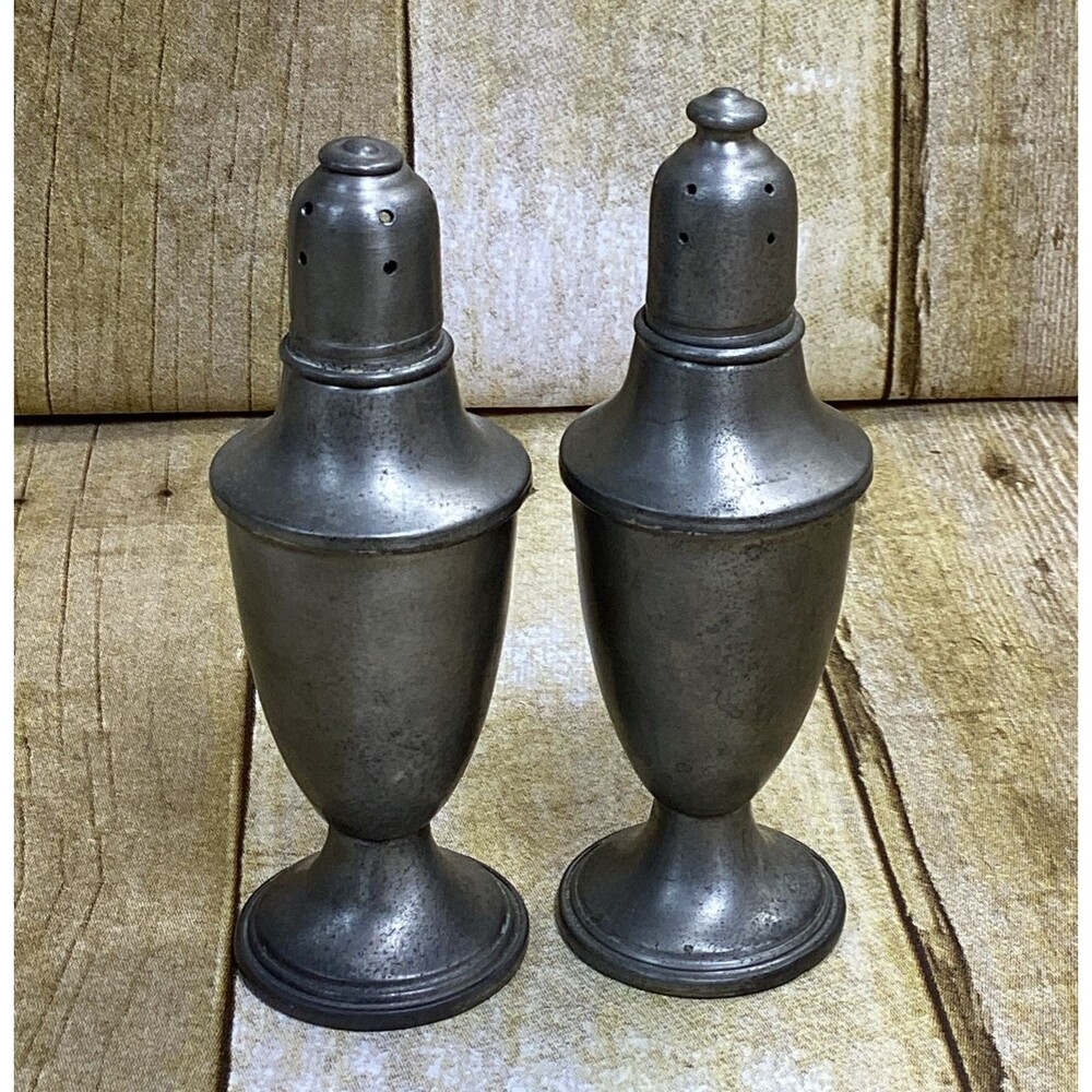 Vintage Empire Weighted Pewter Salt & Pepper Shaker Set Glass Lined